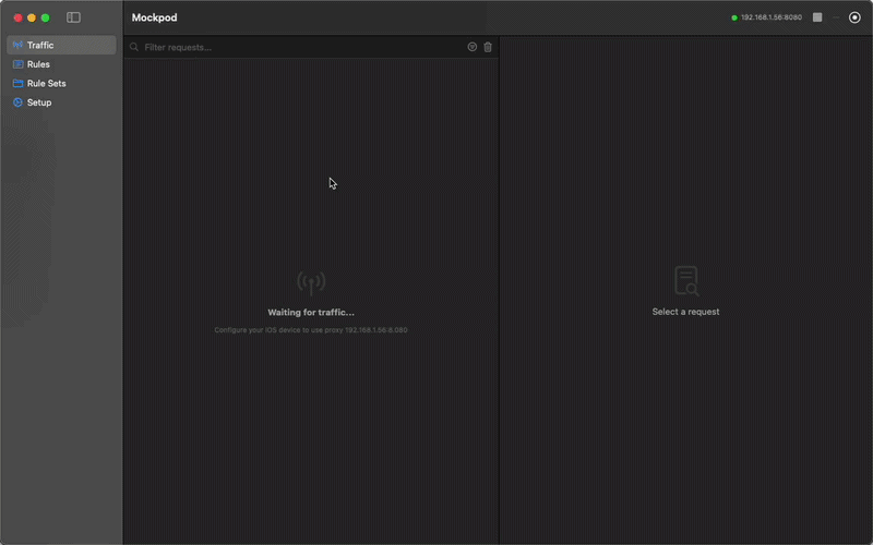 Mockpod in action: capturing traffic, filtering requests, and inspecting headers and responses